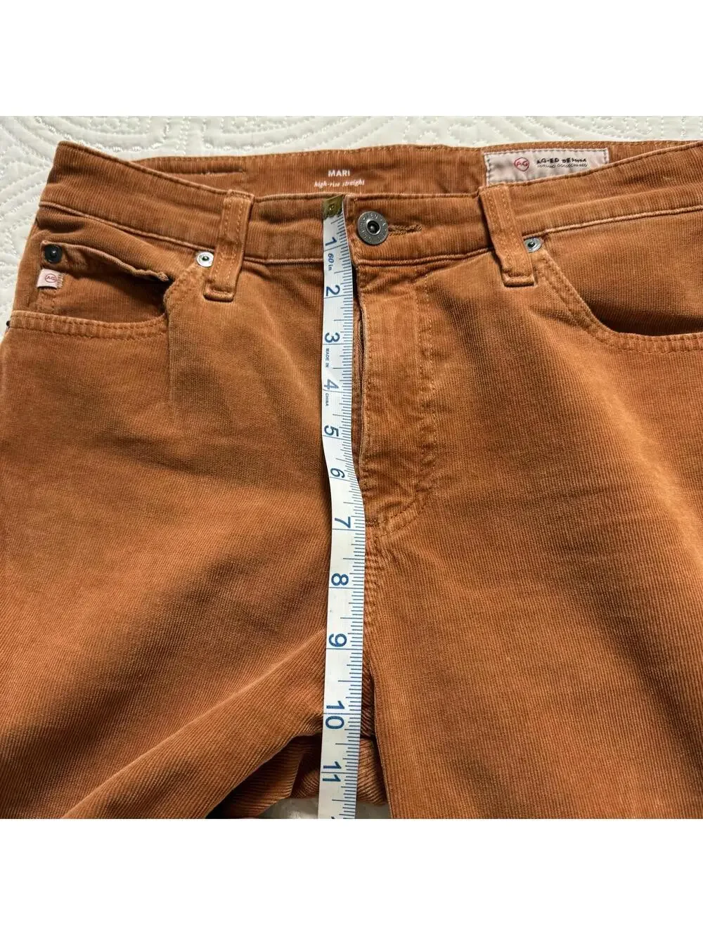 AG Adriano Goldschmied Mari HighRise Straight SZ 29R Brown Corduroy Luxury Pants